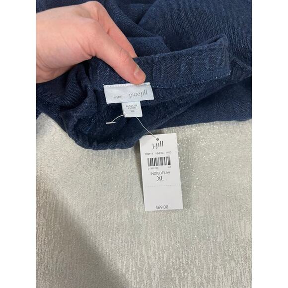 Pure Jill J Jill Indigo Pull-On Linen Pants sz XL NWT resort wear natural fiber - Picture 6 of 7